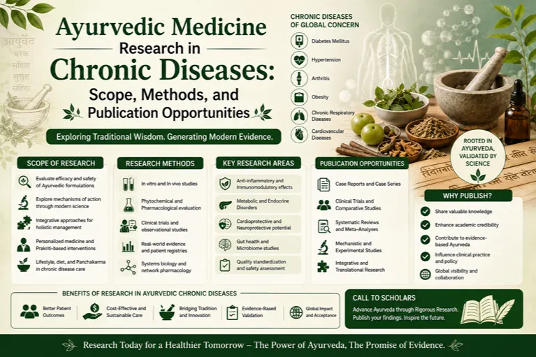 Ayurvedic Medicine Research in Chronic Diseases: Scope, Methods, and Publication Opportunities